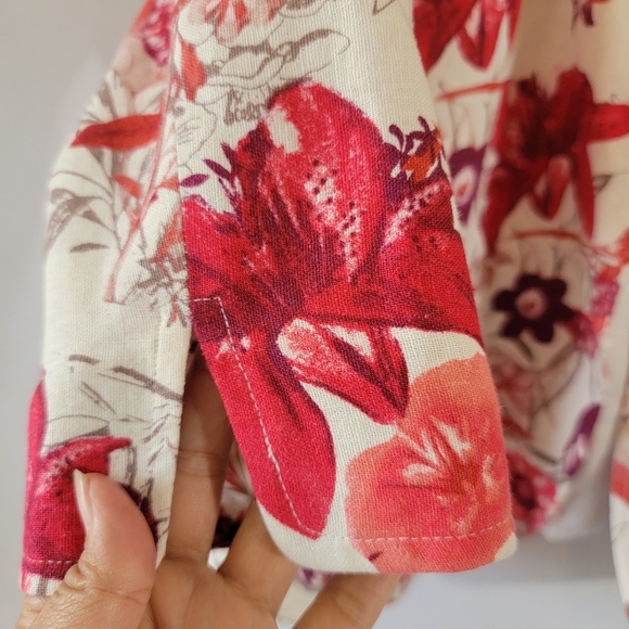 ALEXIS Pastel Floral Linen Blend Open Jacket Sz 13/Misses 12 Office Career Chic - Picture 5 of 11